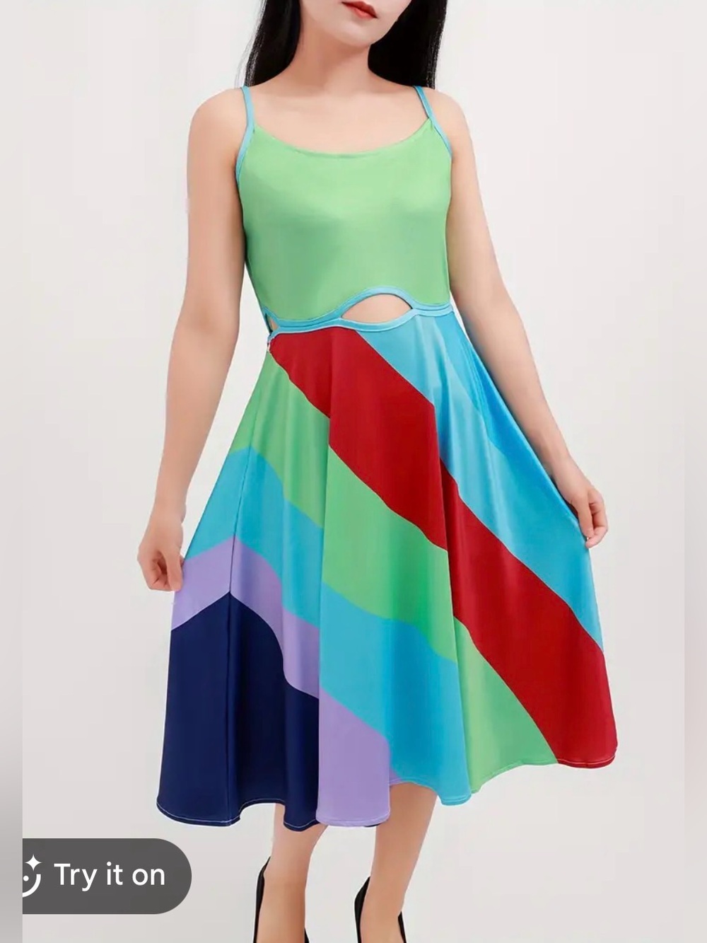13 going on 30 Colorblock Cutout Sundress - Green & Multicolor